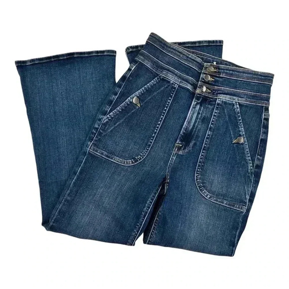 Frame Le Crop Ankle Flare Triple Button High Waist Jeans Size 26 - Picture 1 of 8